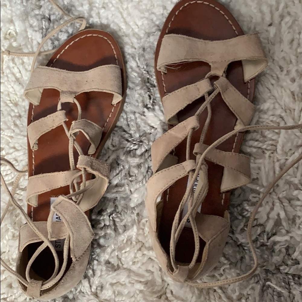 Tan tie up gladiator Steve Madden sandals